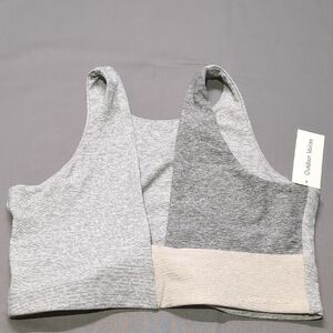 Outdoor Voices Womens Dove Ash Oatmeal Gray Cream Venus Crop Top Size L